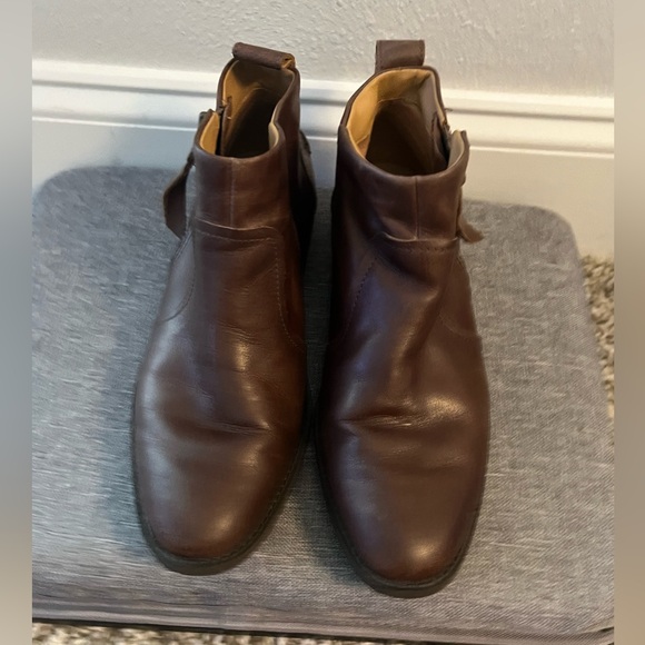 UGG Aureo Brown Leather Ankle Boot Lug Sole Bootie Zipper Size 7.5 - Picture 5 of 13